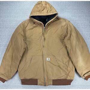 Carhartt Jacket Mens XL Tall J140 BRN Hooded Quilted Lined Made USA Workwear